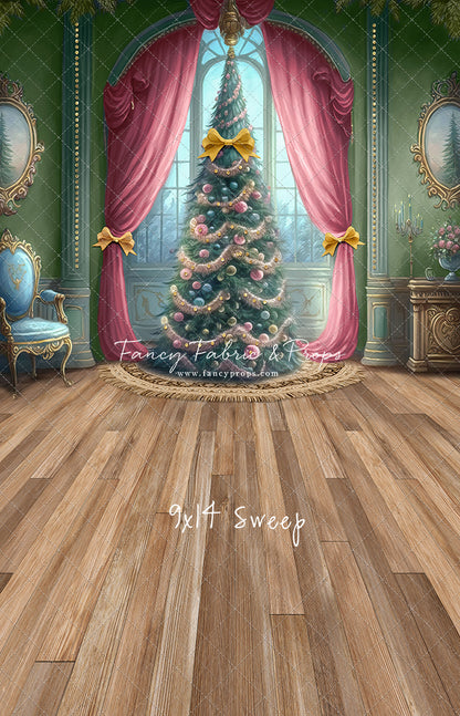 Christmas Wishes - Green With Wood Floor - with Sweep Option