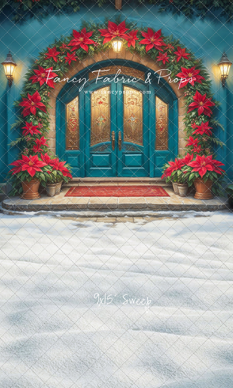 Cheerful Poinsettia Entryway - With Sweep Option