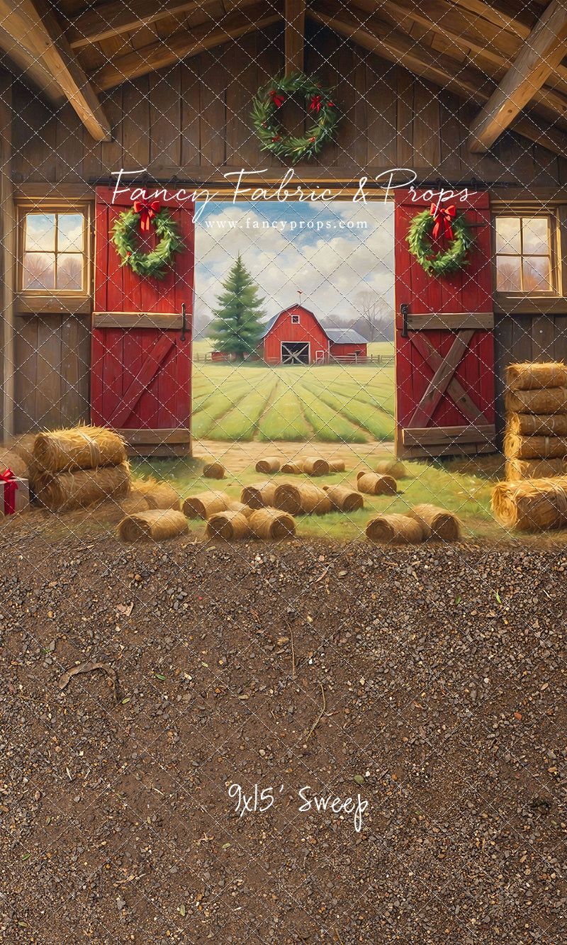 Red Barn Yuletide - Dirt Floor - with Sweep Option