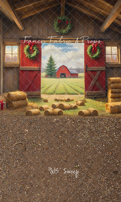 Red Barn Yuletide - Dirt Floor - with Sweep Option