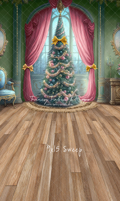 Christmas Wishes - Green With Wood Floor - with Sweep Option