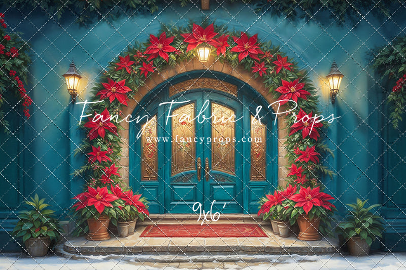 Cheerful Poinsettia Entryway - With Sweep Option