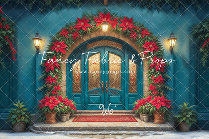 Cheerful Poinsettia Entryway - With Sweep Option