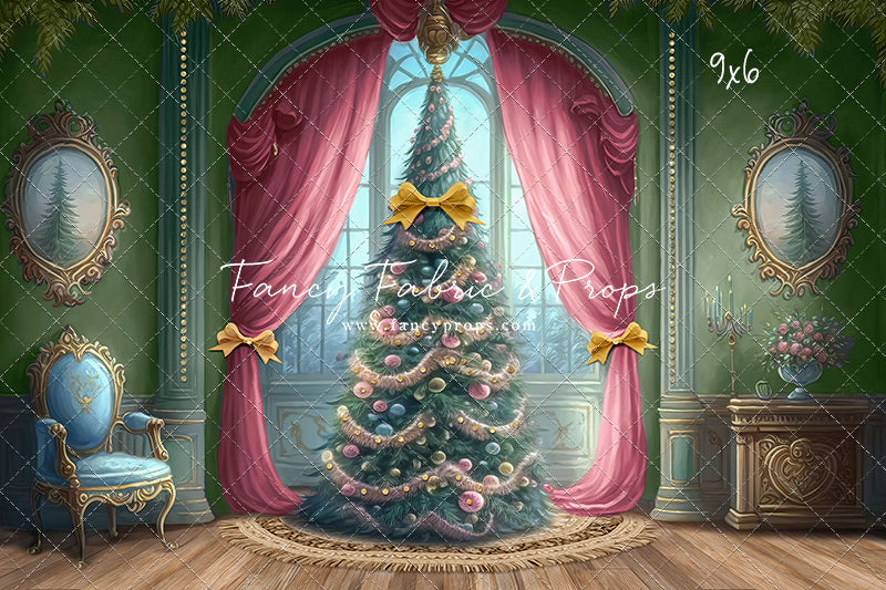 Christmas Wishes - Green With Wood Floor - with Sweep Option