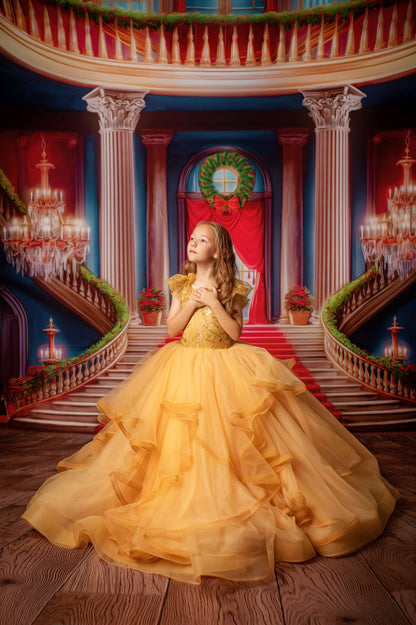 Belle's Royal Staircase -Wood Floor - With Sweep Option