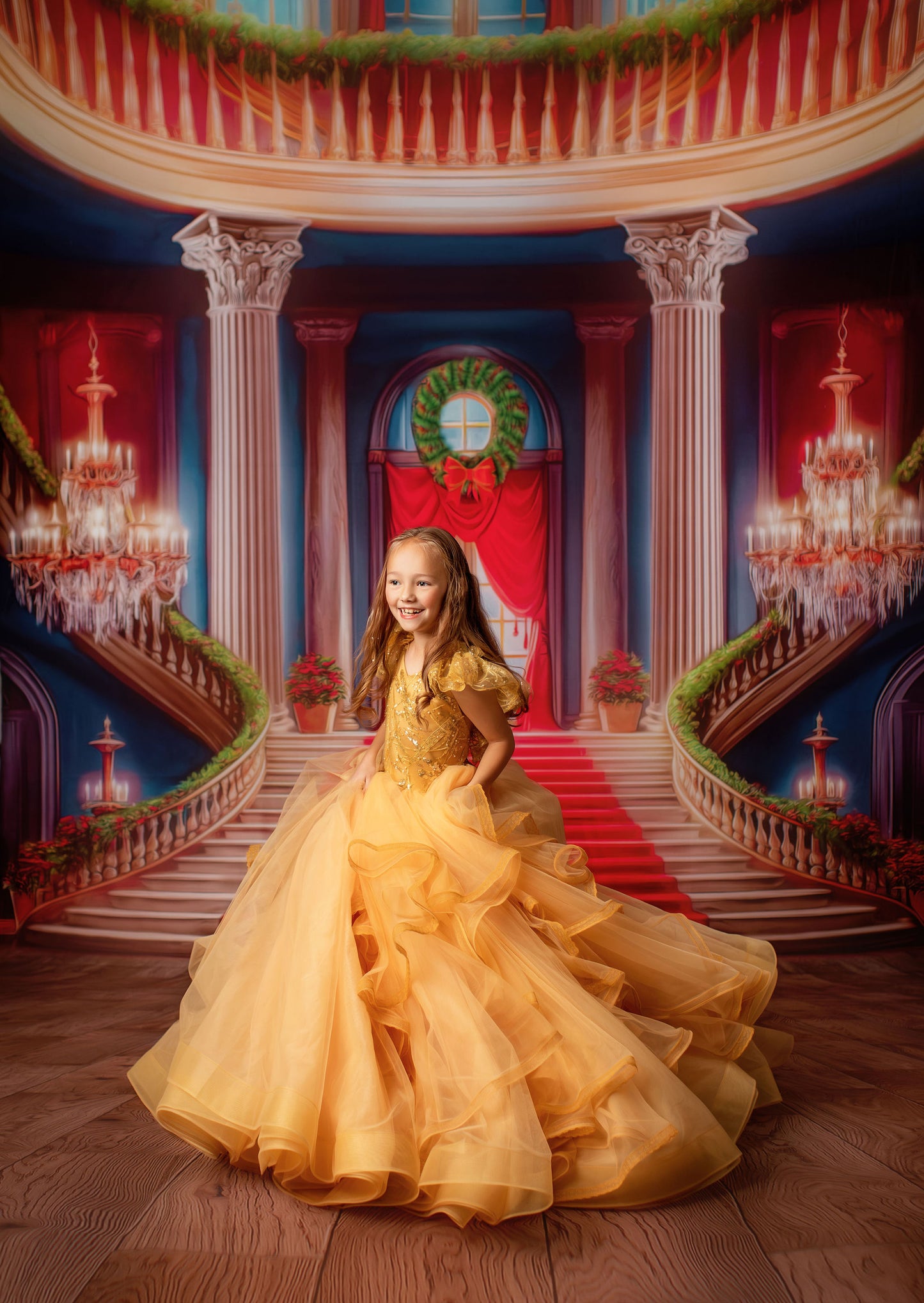 Belle's Royal Staircase -Wood Floor - With Sweep Option