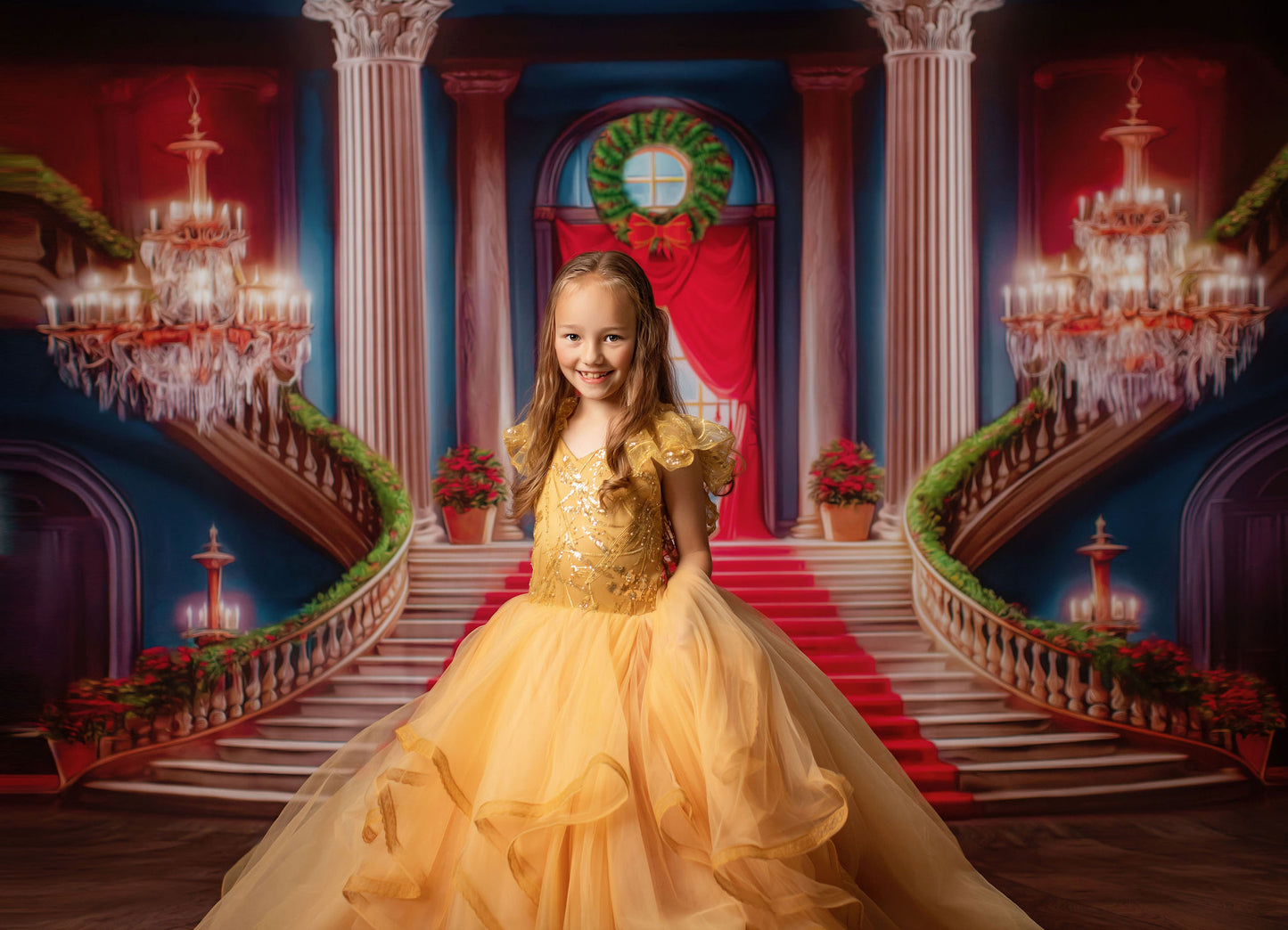 Belle's Royal Staircase -Wood Floor - With Sweep Option