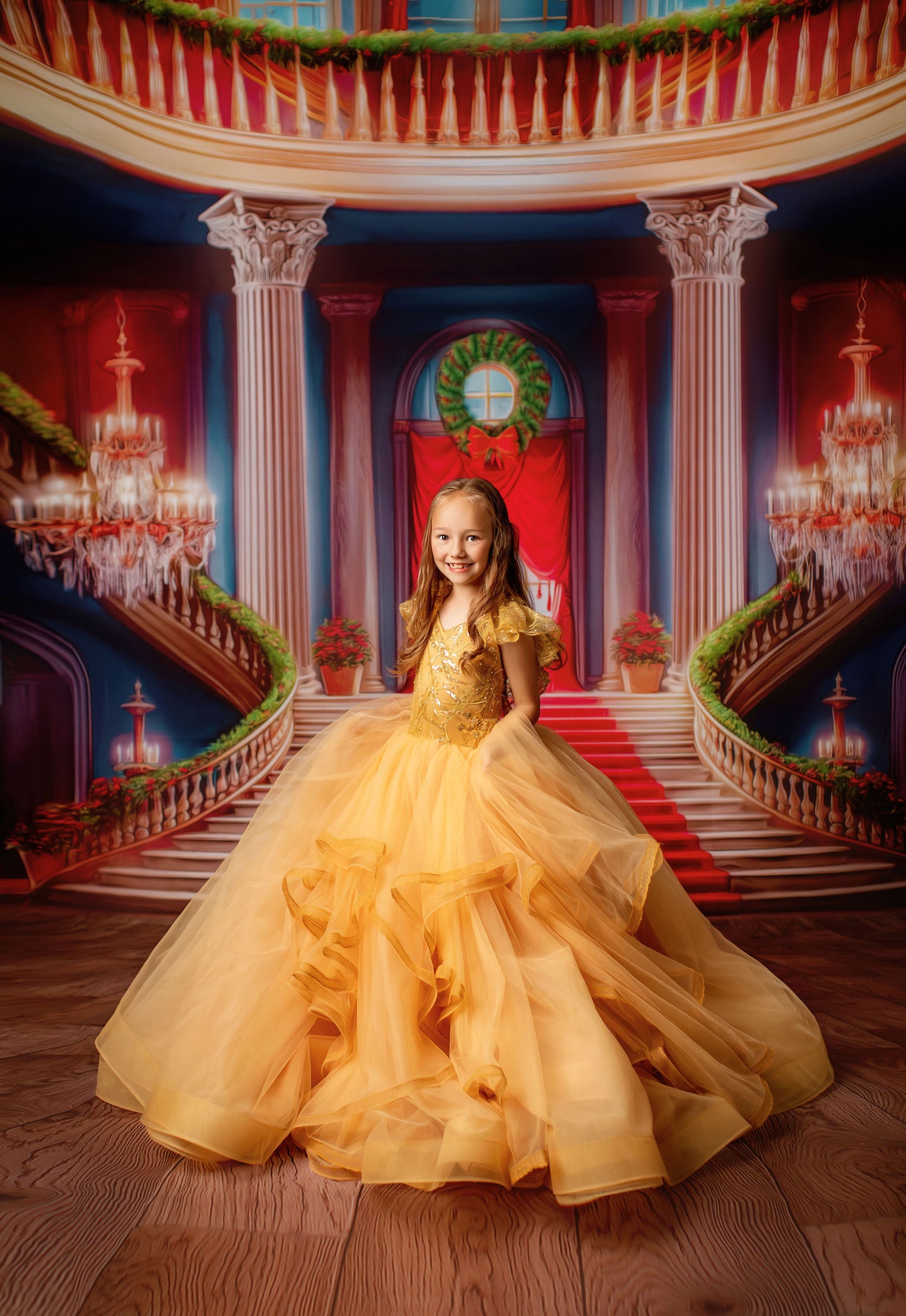 Belle's Royal Staircase -Wood Floor - With Sweep Option