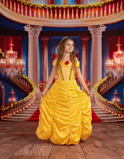 Belle's Royal Staircase -Wood Floor with Lights - With Sweep Option