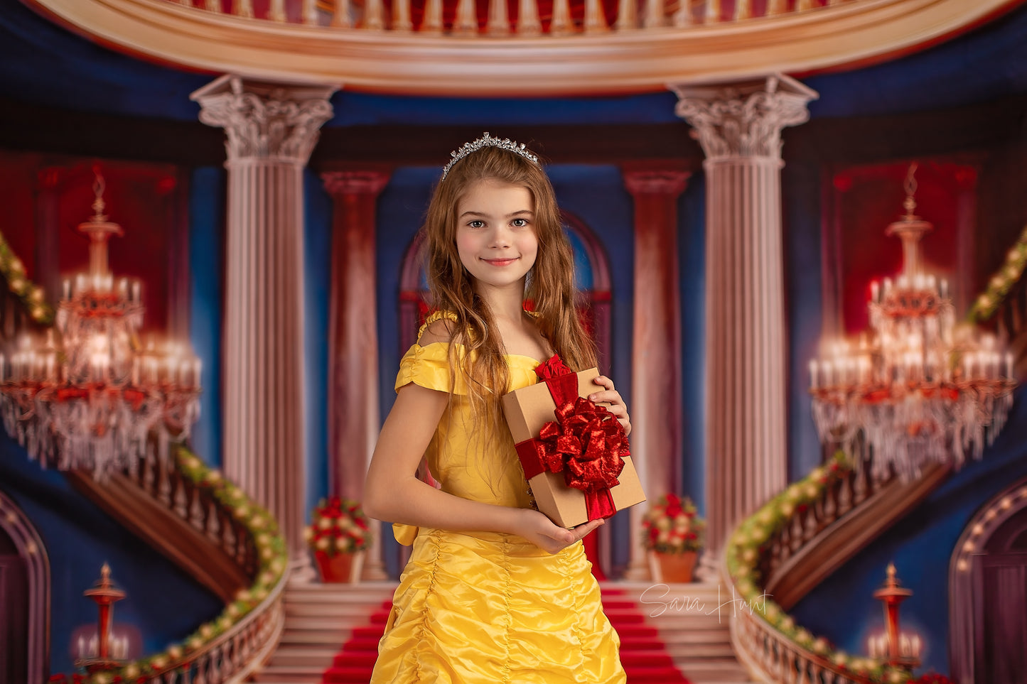 Belle's Royal Staircase -Wood Floor with Lights - With Sweep Option