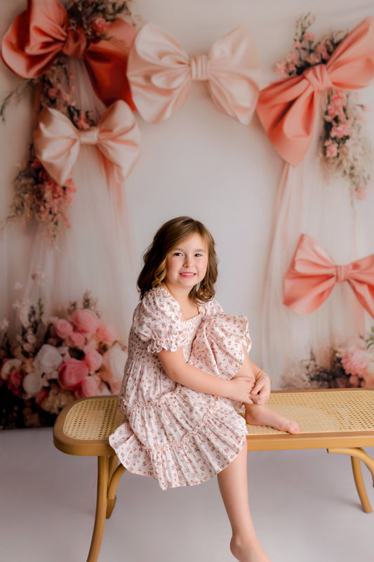 RTS Bowtied Blush - 80x60" Fleece - White Dots - 60% Off