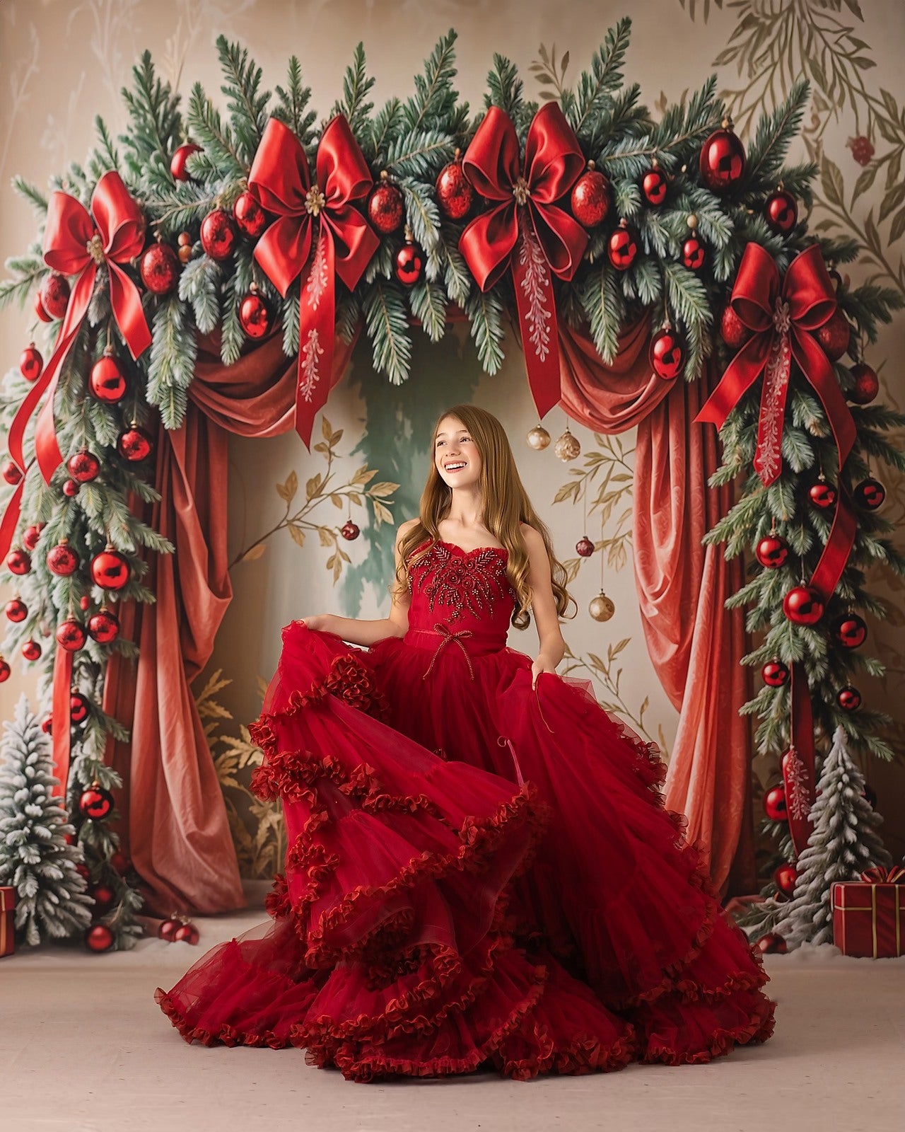 Bowtied Vintage Christmas - with Sweep Option