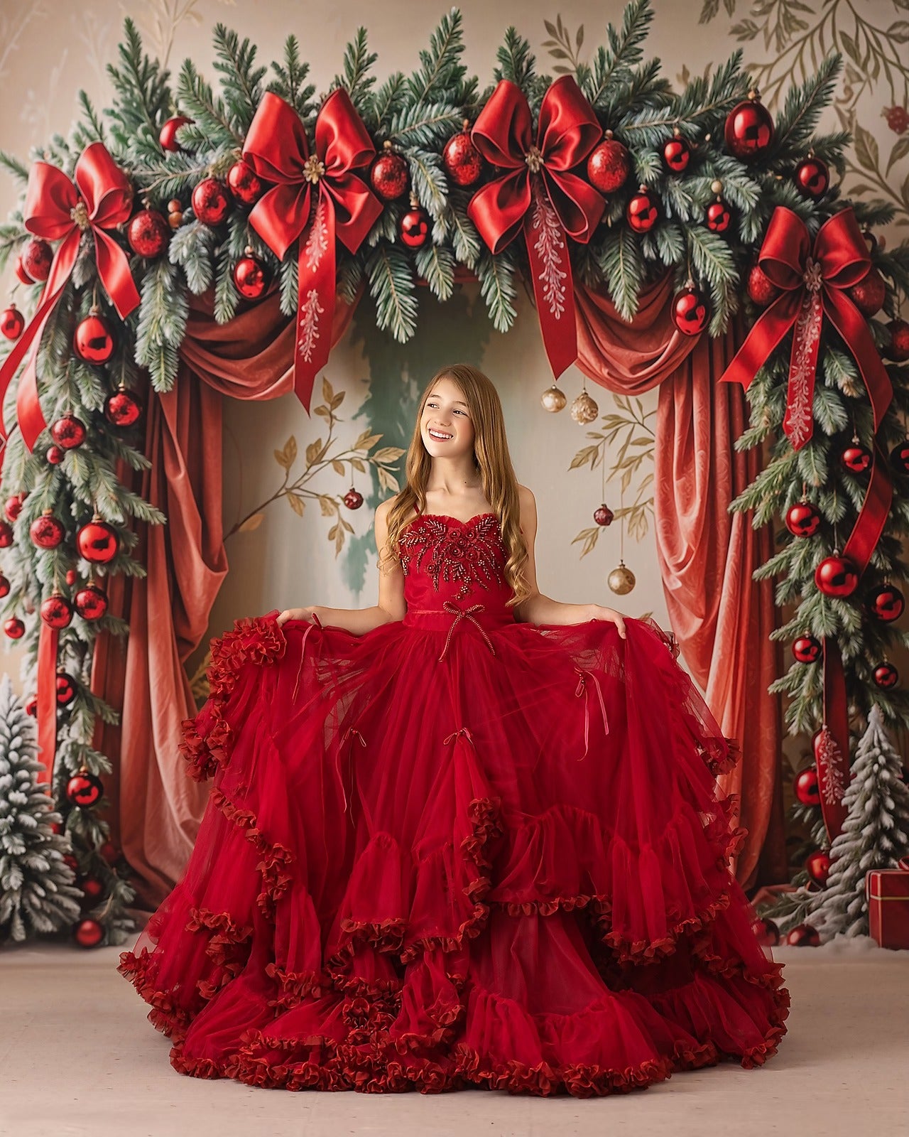 Bowtied Vintage Christmas - with Sweep Option