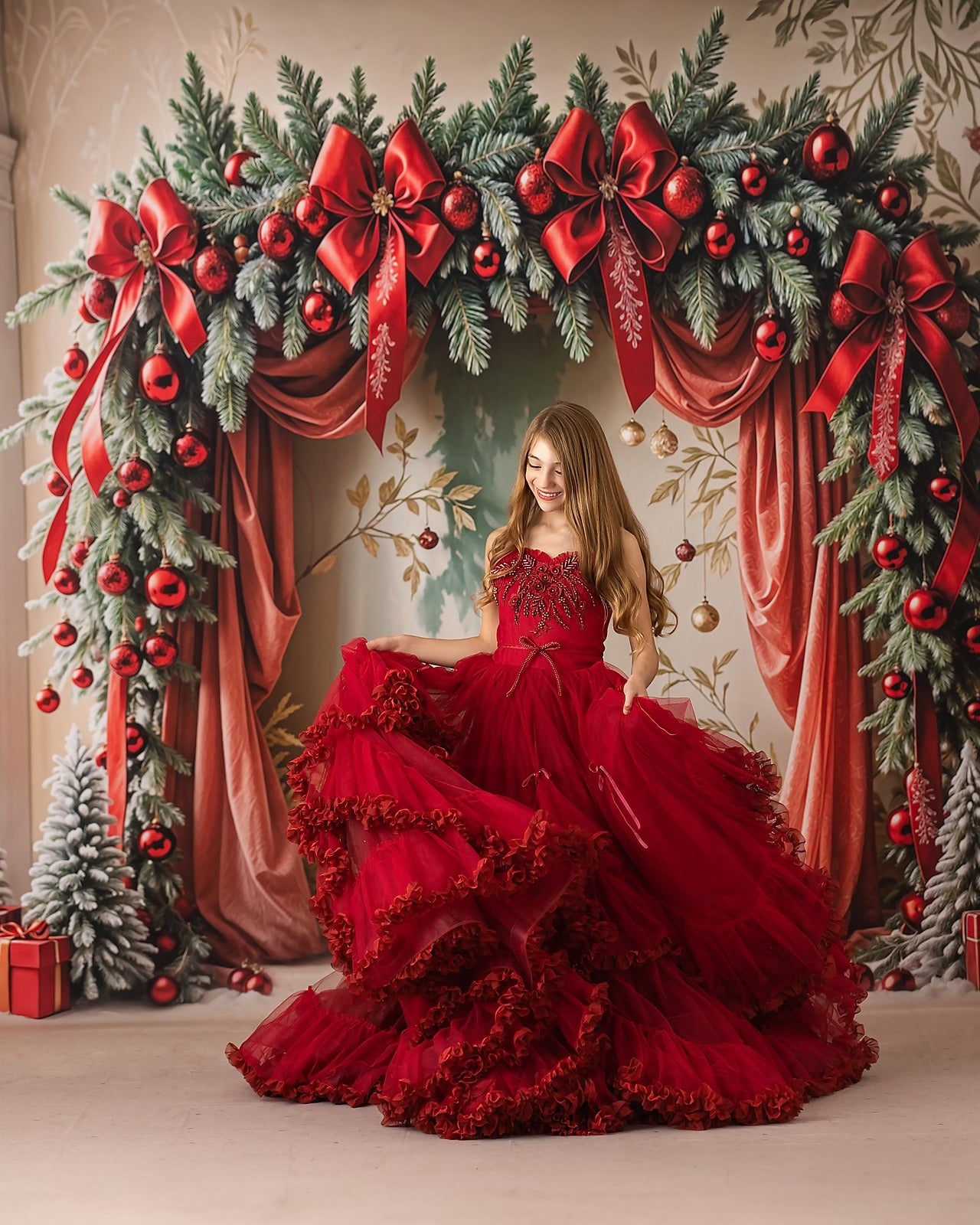 Bowtied Vintage Christmas - with Sweep Option