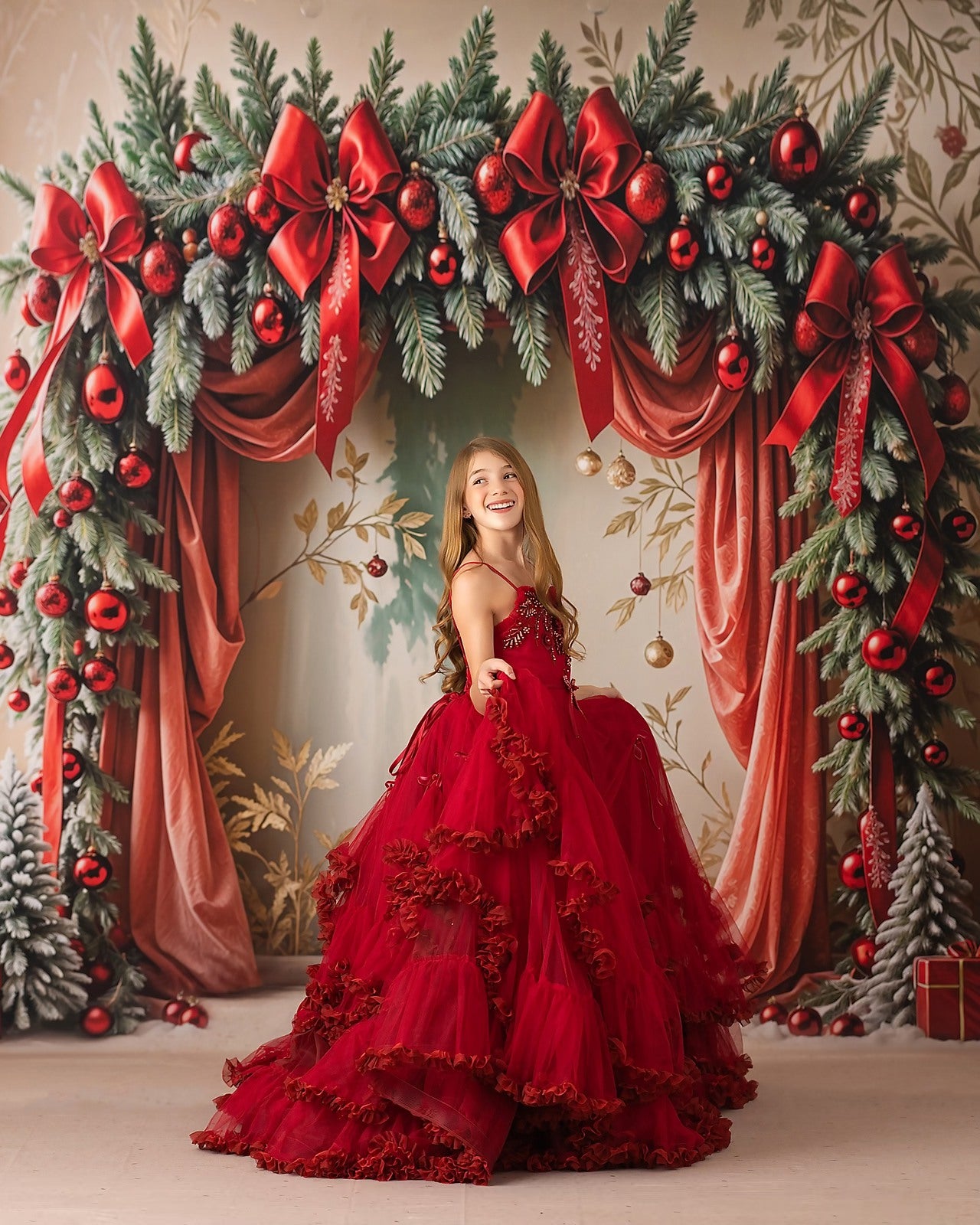 Bowtied Vintage Christmas - with Sweep Option