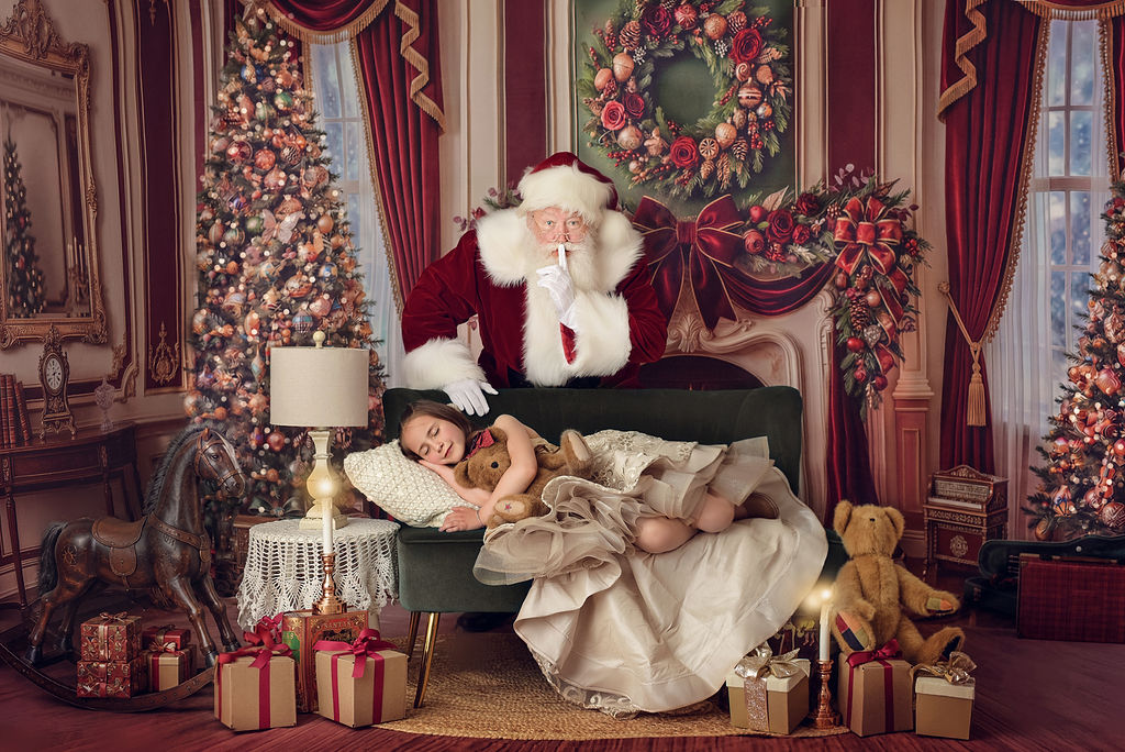 Burgundy Christmas Manor - with Sweep Option