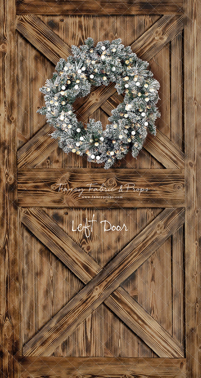 Burned Barn Door With Wreath - Slimline Drop For OG Fancy Lite System - Slimline Panels