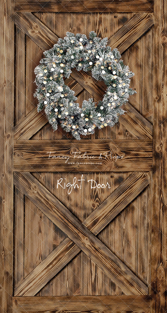 Burned Barn Door With Wreath - Slimline Drop For OG Fancy Lite System - Slimline Panels