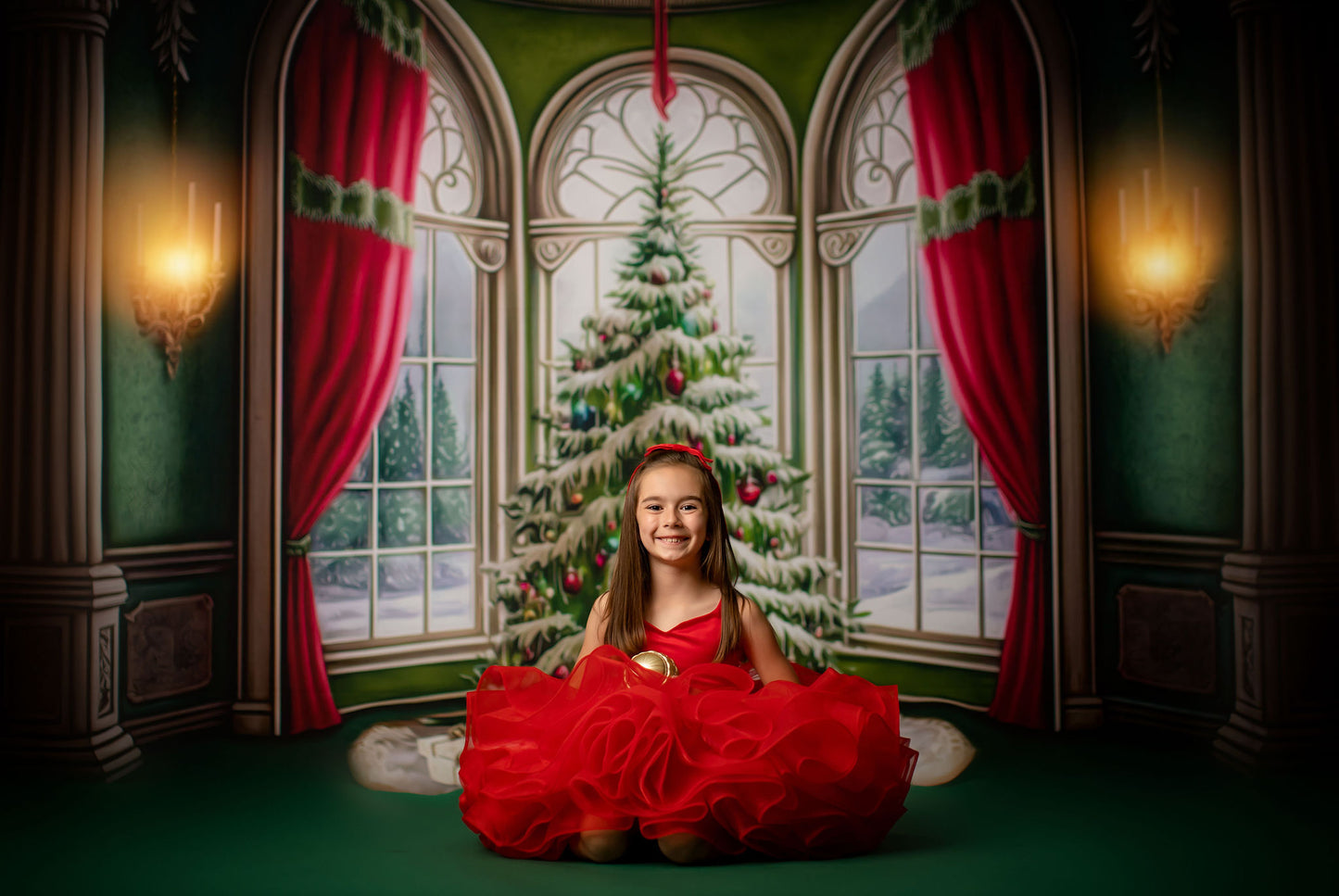 Cathedral Christmas - Green Carpet Option - with Sweep Option