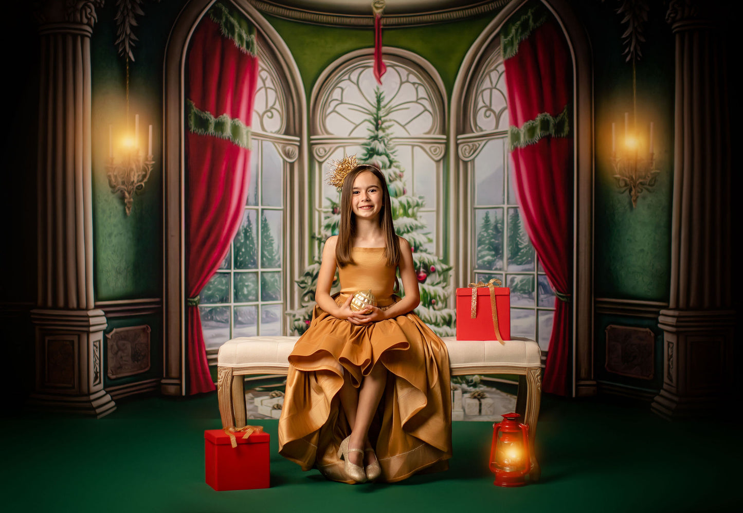 Cathedral Christmas - Green Carpet Option - with Sweep Option