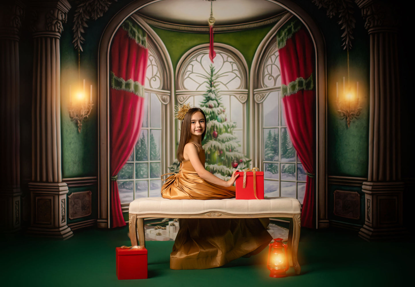 Cathedral Christmas - Green Carpet Option - with Sweep Option