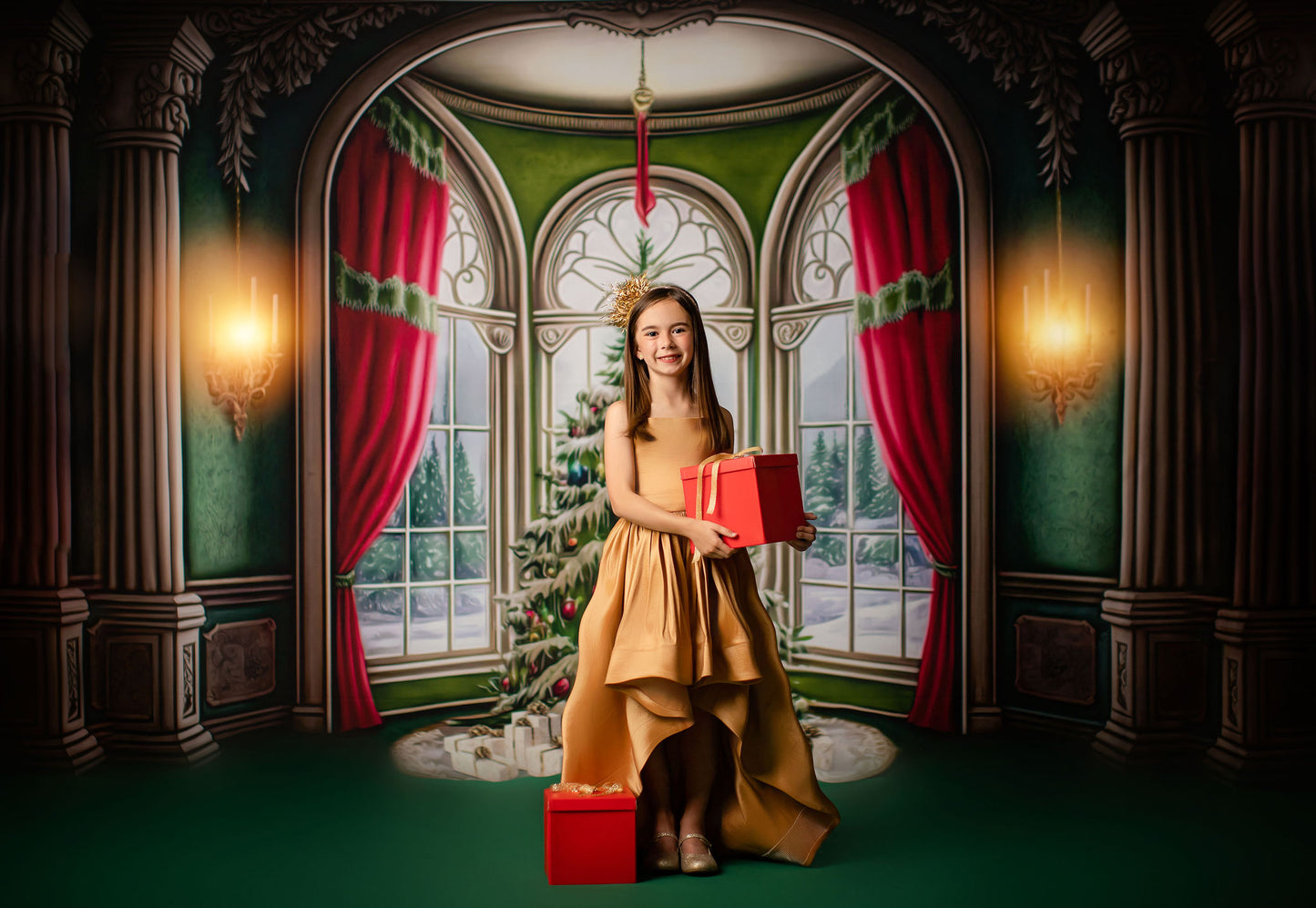 Cathedral Christmas - Green Carpet Option - with Sweep Option