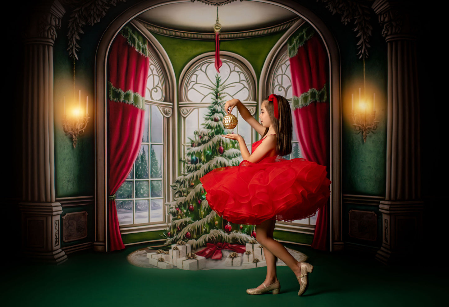 Cathedral Christmas - Green Carpet Option - with Sweep Option