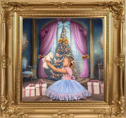 Christmas Wishes - Blue With Wood Floor - with Sweep Option