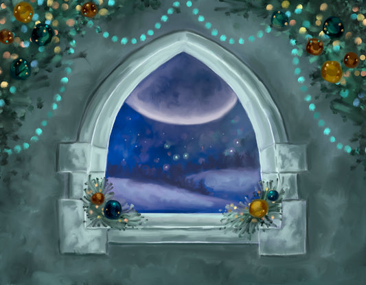 RTS Christmastime In The Castle - 10x7' Wrinkle-Free Fabric - Printer Head Strikes - 55% Off