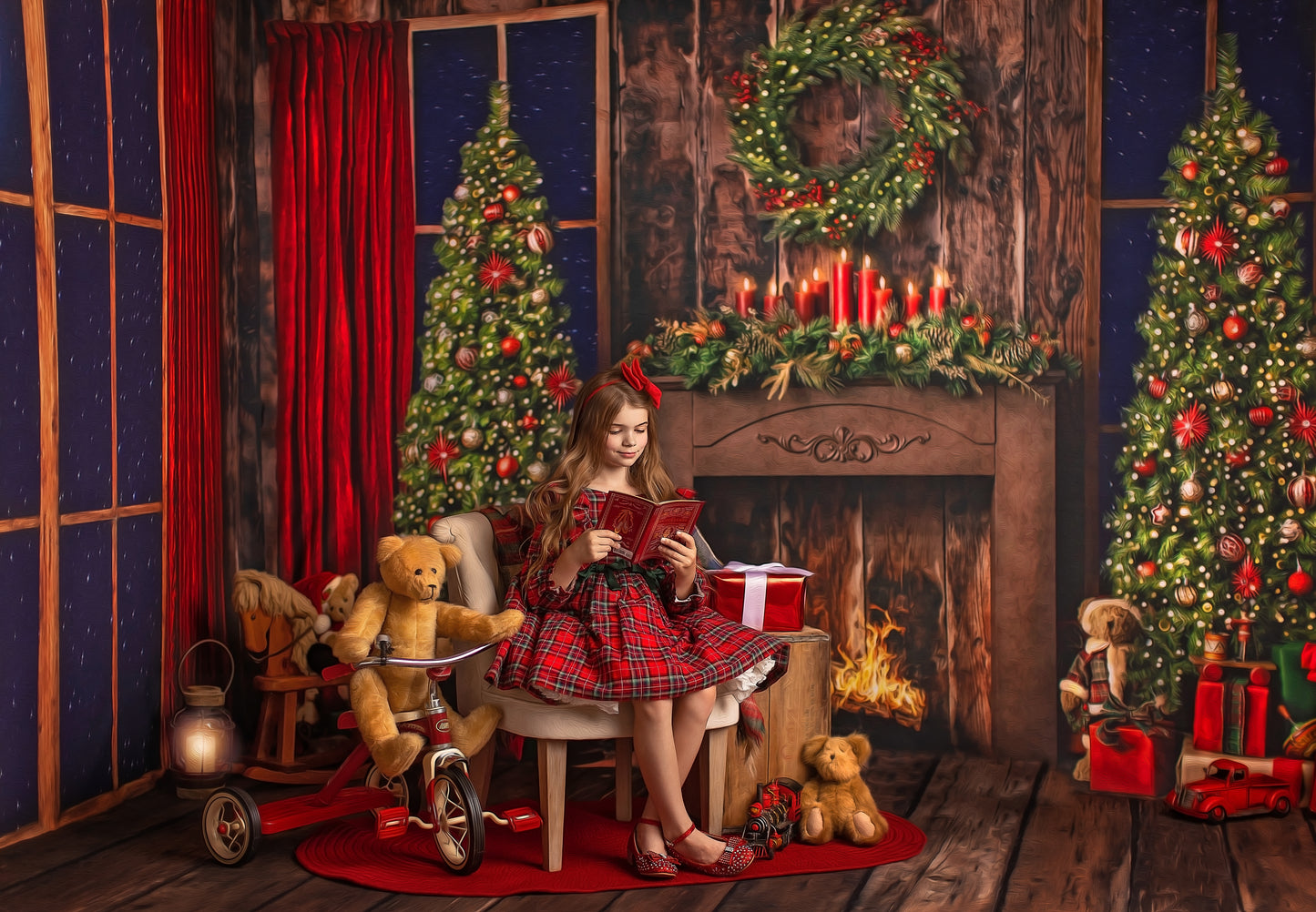 Classic Christmas Fireplace - Room