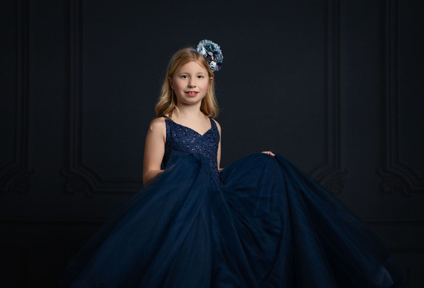 Classic Navy Wainscoting Wall - With Sweep Option