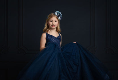 Classic Navy Wainscoting Wall - With Sweep Option