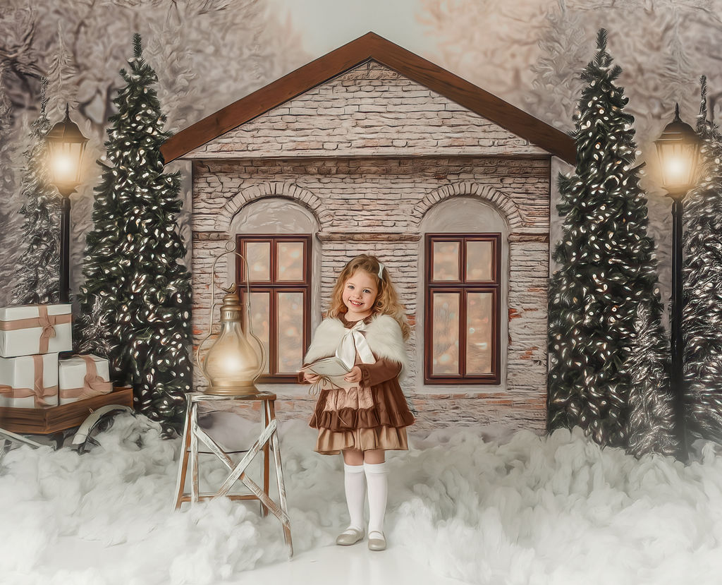 Christmas Lodge Printed Photo Backdrop
