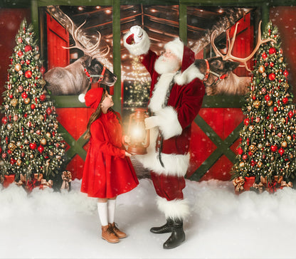 Santa's Jolly Reindeer Stable - With Reindeer