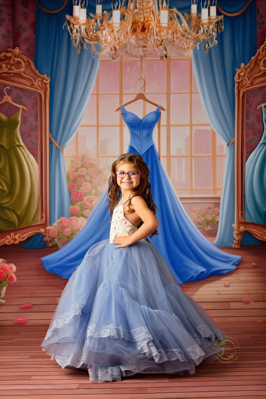 Dress Like A Princess - Dark Blue Dress - With Sweep Option