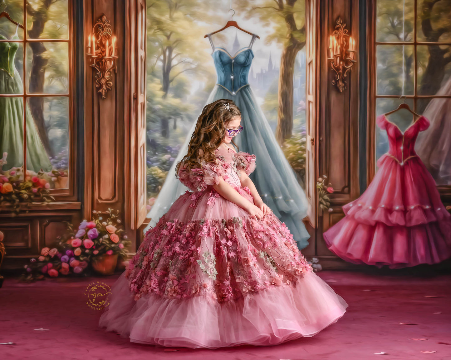 Dress of Royal Wishes- Pink Floor - With Sweep Option