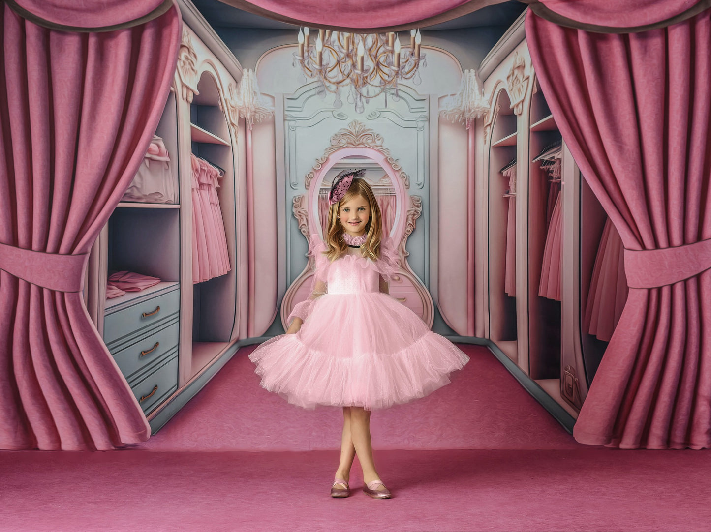 Elegant Armoire - Pink Floor Option - With Sweep Option