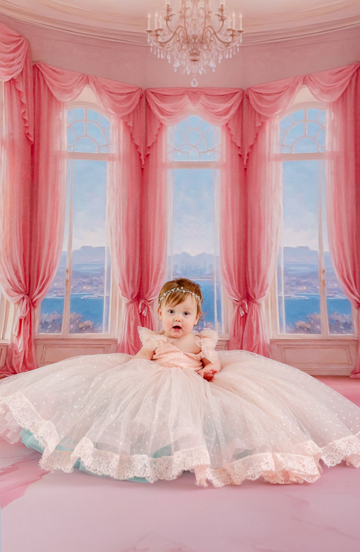 Elegant Summertime Mountain View - Marble Floor - With Sweep Option