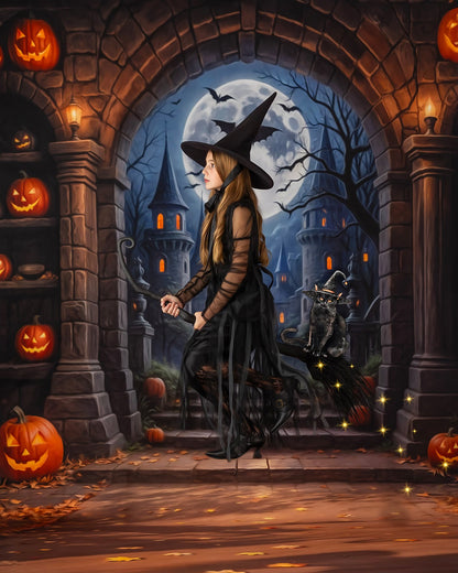 Gothic Halloween Gateway -Leaves Floor - With Sweep Option