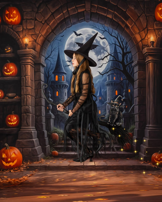 Gothic Halloween Gateway -Leaves Floor - With Sweep Option