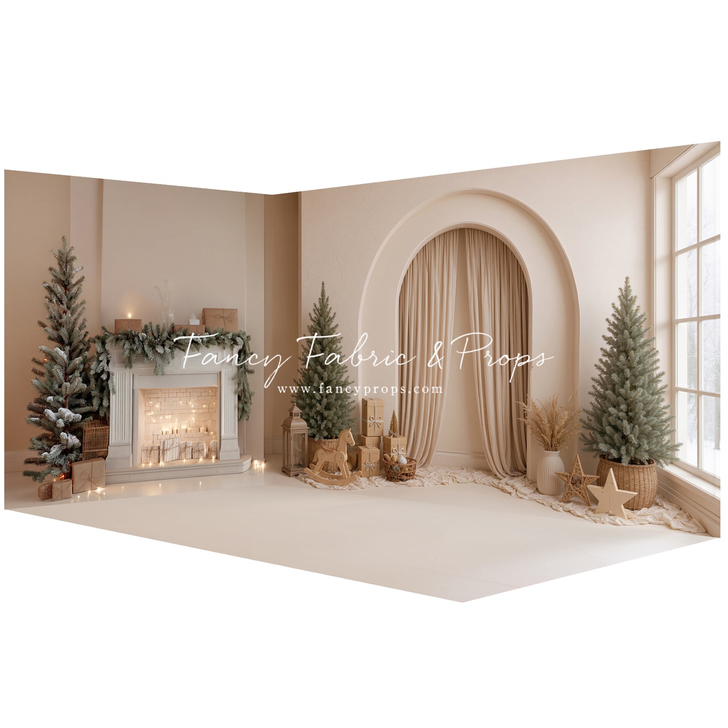 Golden Noel Arch Mantle - Room Set