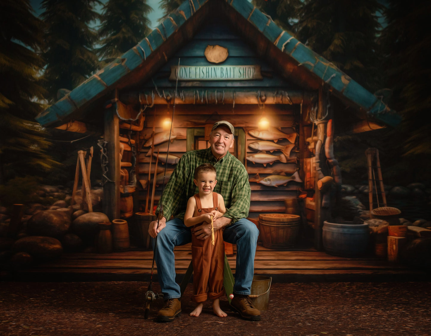 Gone Fishin Bait Shop- Dirt Floor Version - With Sweep Option