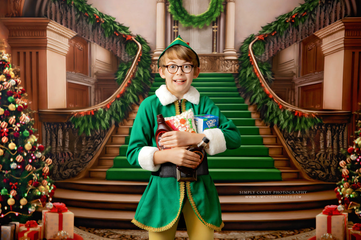 Grand Holiday Staircase - Green Carpet - with Sweep Option