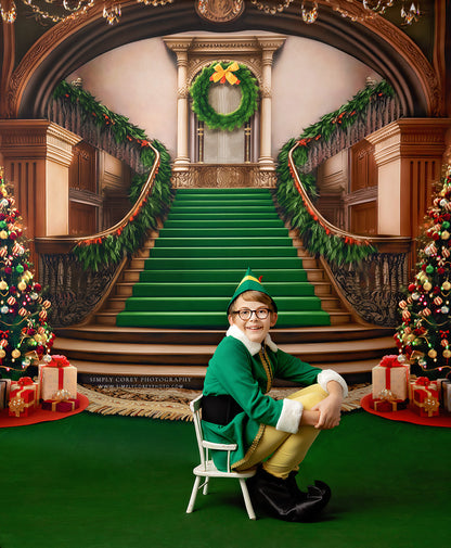 Grand Holiday Staircase - Green Carpet - with Sweep Option