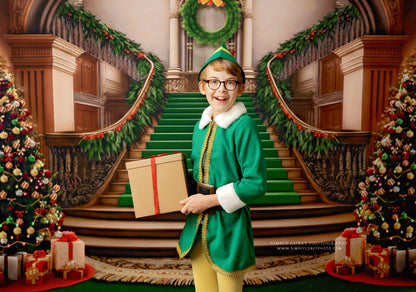 Grand Holiday Staircase - Green Carpet - with Sweep Option