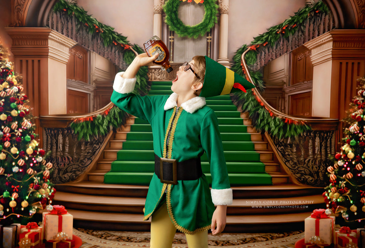 Grand Holiday Staircase - Green Carpet - with Sweep Option