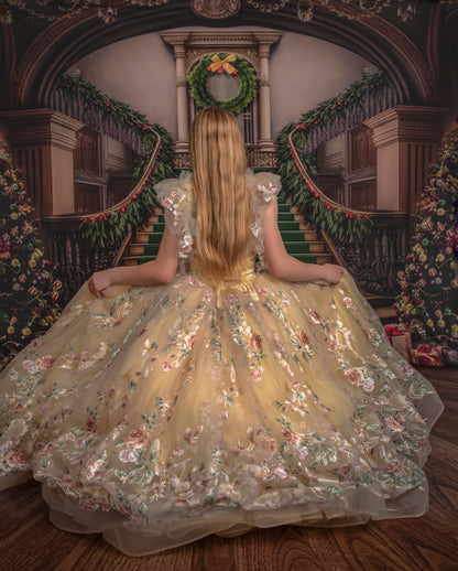 Grand Holiday Staircase - Green Stairs & Wood Floor - with Sweep Option