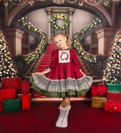 Grand Holiday Staircase - Red Carpet - with Sweep Option