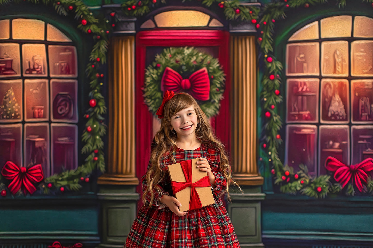 Wintertime Shop - Green Shop With Snow - with Sweep Option