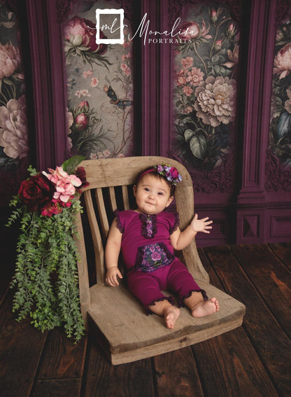 Magenta Floral Victorian Wall - With Sweep Option